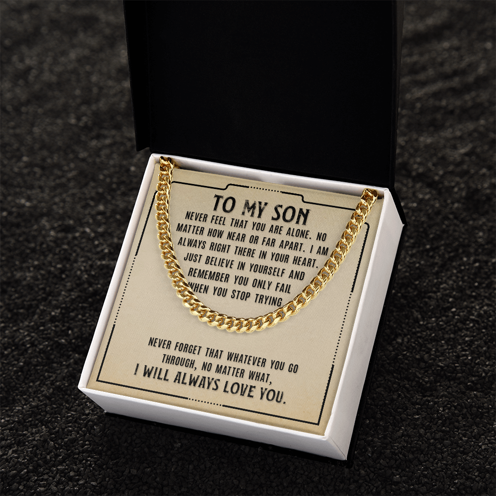 Cuban Link Chain Necklace – Perfect Gift for Son | Stylish & Durable Jewelry with Inspiring Message Card