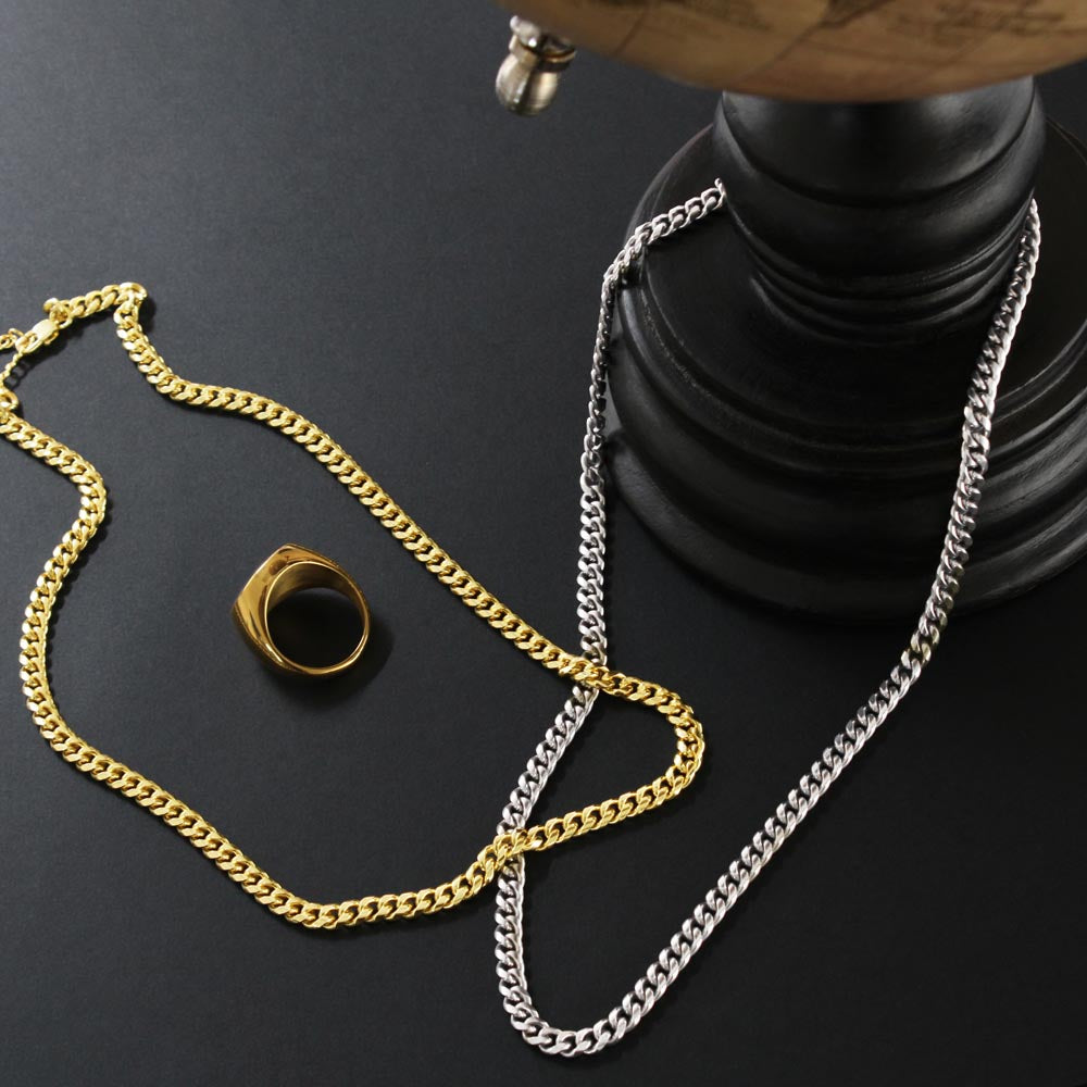 Cuban Link Chain Necklace – Perfect Gift for Son | Stylish & Durable Jewelry with Inspiring Message Card