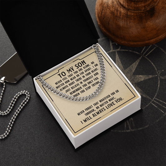 Cuban Link Chain Necklace – Perfect Gift for Son | Stylish & Durable Jewelry with Inspiring Message Card