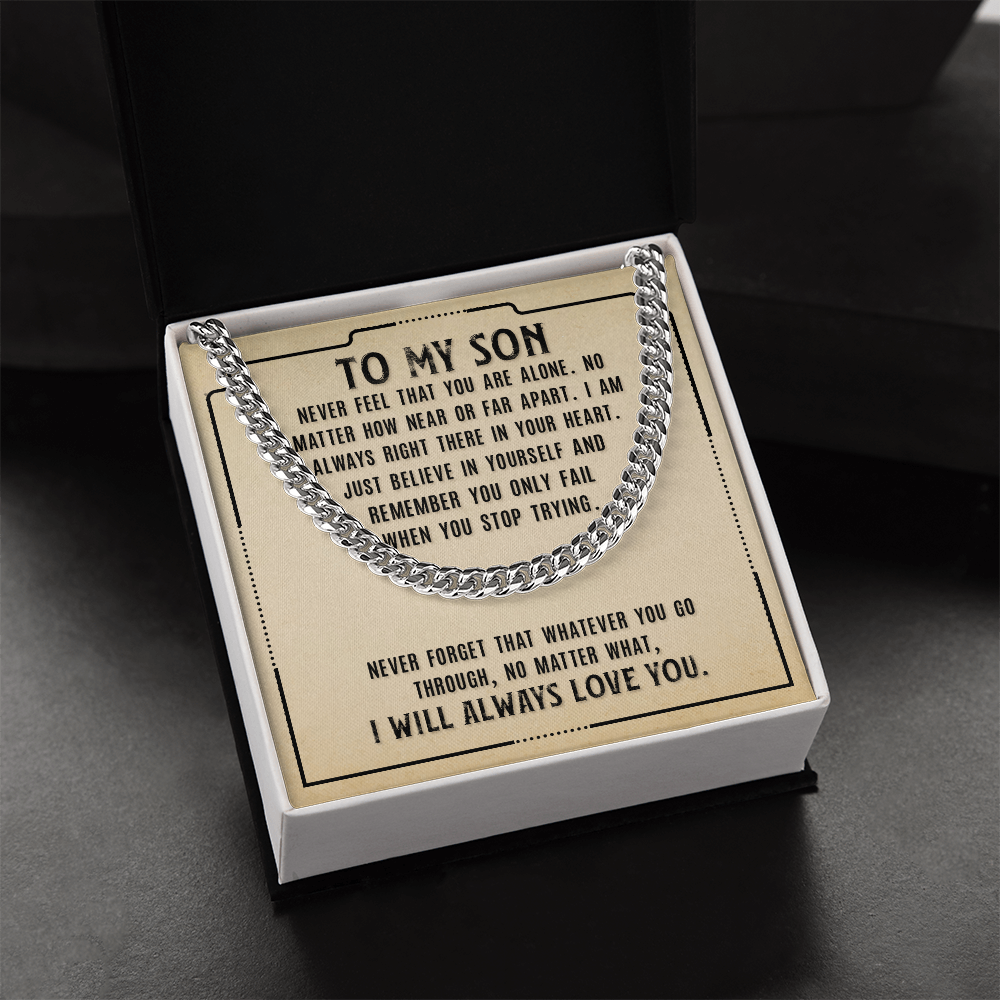 Cuban Link Chain Necklace – Perfect Gift for Son | Stylish & Durable Jewelry with Inspiring Message Card