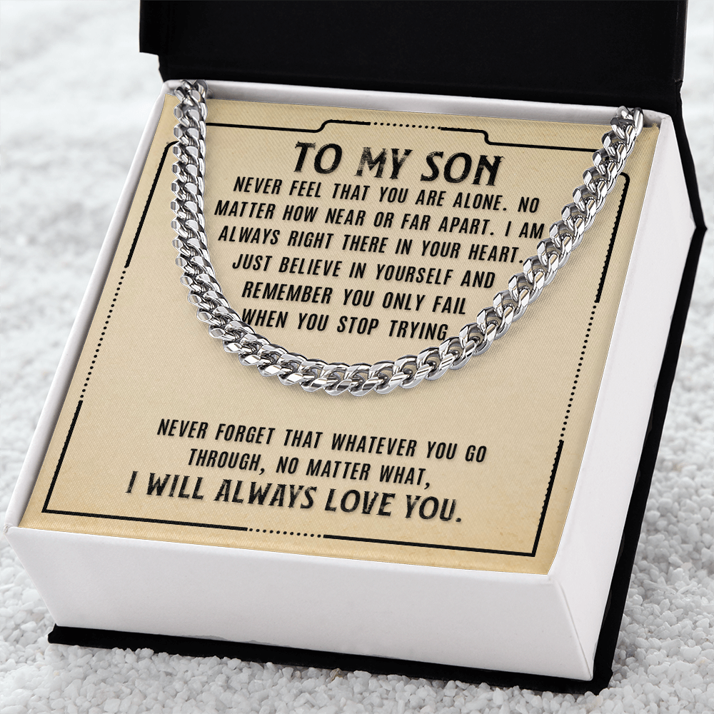 Cuban Link Chain Necklace – Perfect Gift for Son | Stylish & Durable Jewelry with Inspiring Message Card