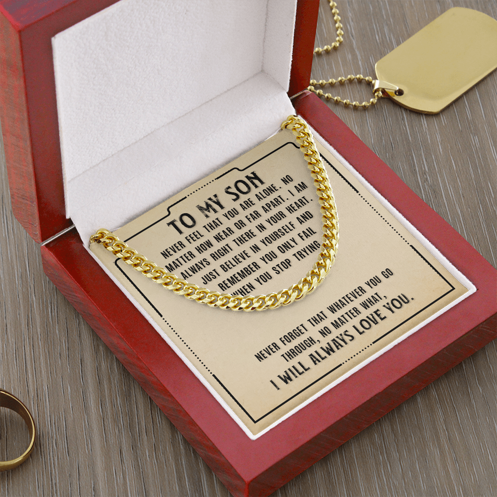 Cuban Link Chain Necklace – Perfect Gift for Son | Stylish & Durable Jewelry with Inspiring Message Card