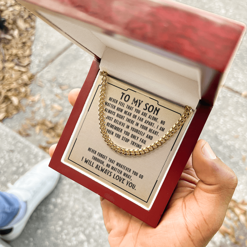Cuban Link Chain Necklace – Perfect Gift for Son | Stylish & Durable Jewelry with Inspiring Message Card