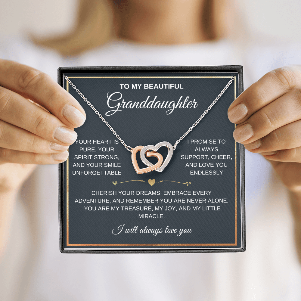 To My Beautiful Granddaughter - Forever Linked Hearts - Meaningful Gift from Grandma or Grandpa