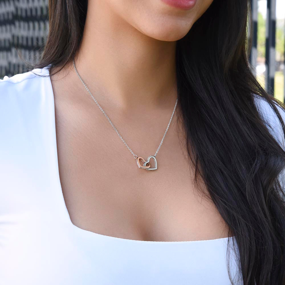 To My Beautiful Daughter -Interlocking Heart Necklace "My Love Is Always With You"
