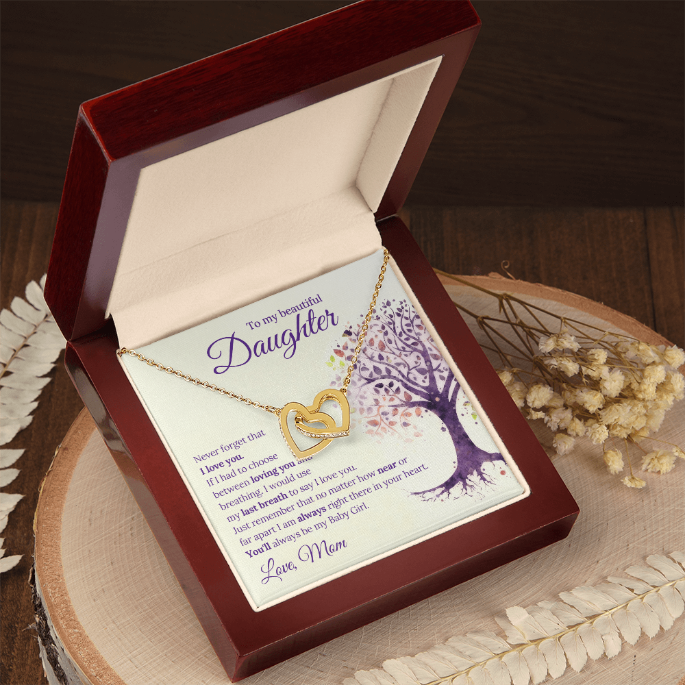 Interlocking Hearts Necklace for Daughter – Gift from Mom & Dad | Symbol of Eternal Love and Bond