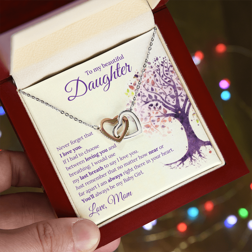 Interlocking Hearts Necklace for Daughter – Gift from Mom & Dad | Symbol of Eternal Love and Bond