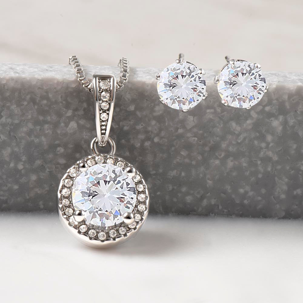 To My Beautiful Wife - Eternal Hope Necklace and Cubic Zirconia Earring