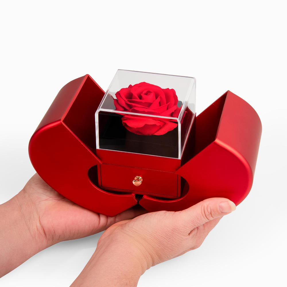 Love Knot Necklace with Red Heart Rose Box – Romantic Gift for Wife on Anniversary, Birthday, or Valentine's Day