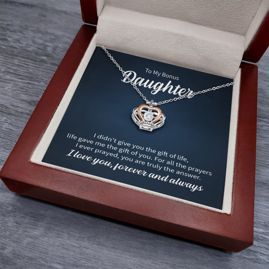 Crown Pendant Necklace for Bonus Daughter – Gift from Stepmom or Stepfather | Symbol of Love, Pride & Royal Bond