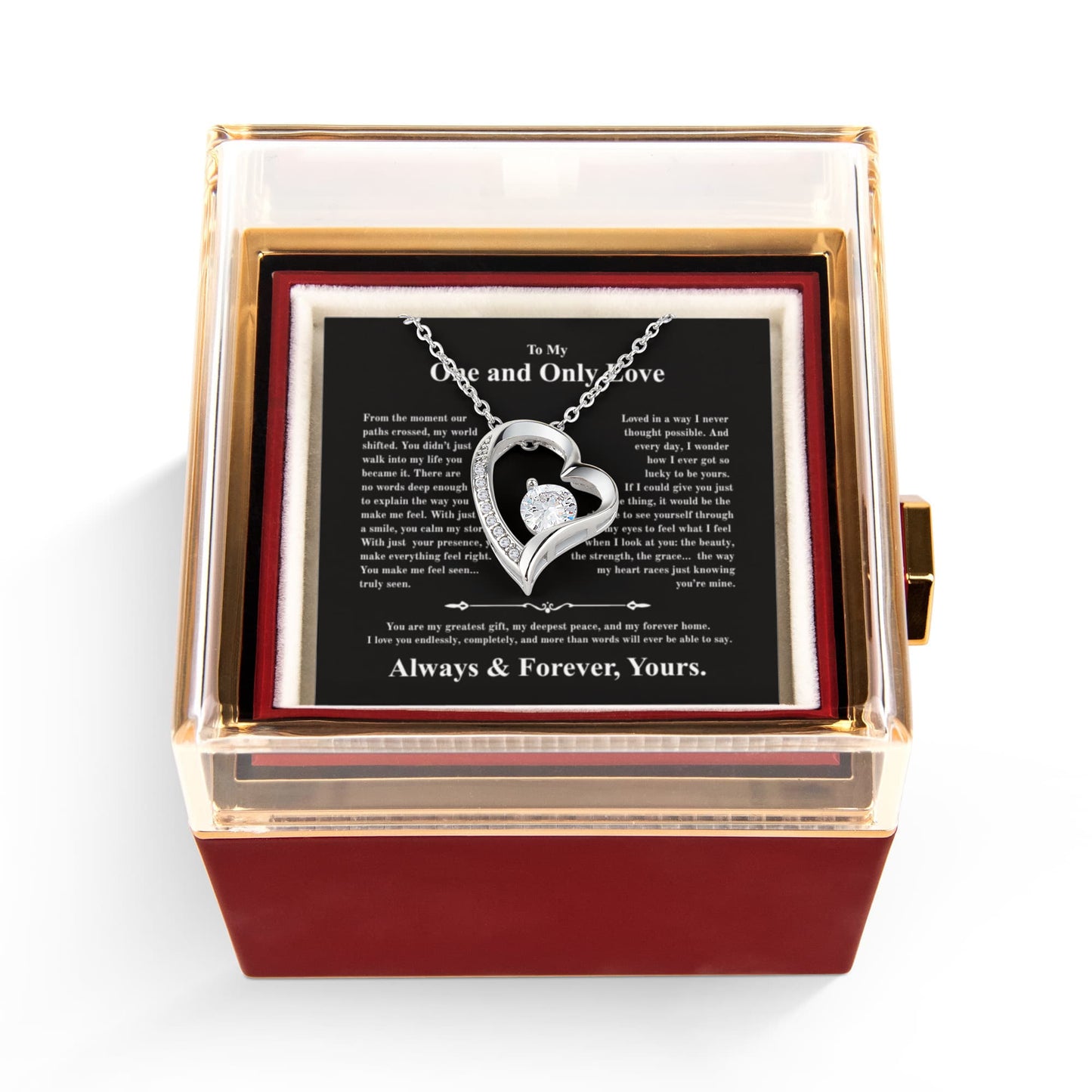 Forever Love Necklace with Rotating Rose Gift Box For my one and only Love