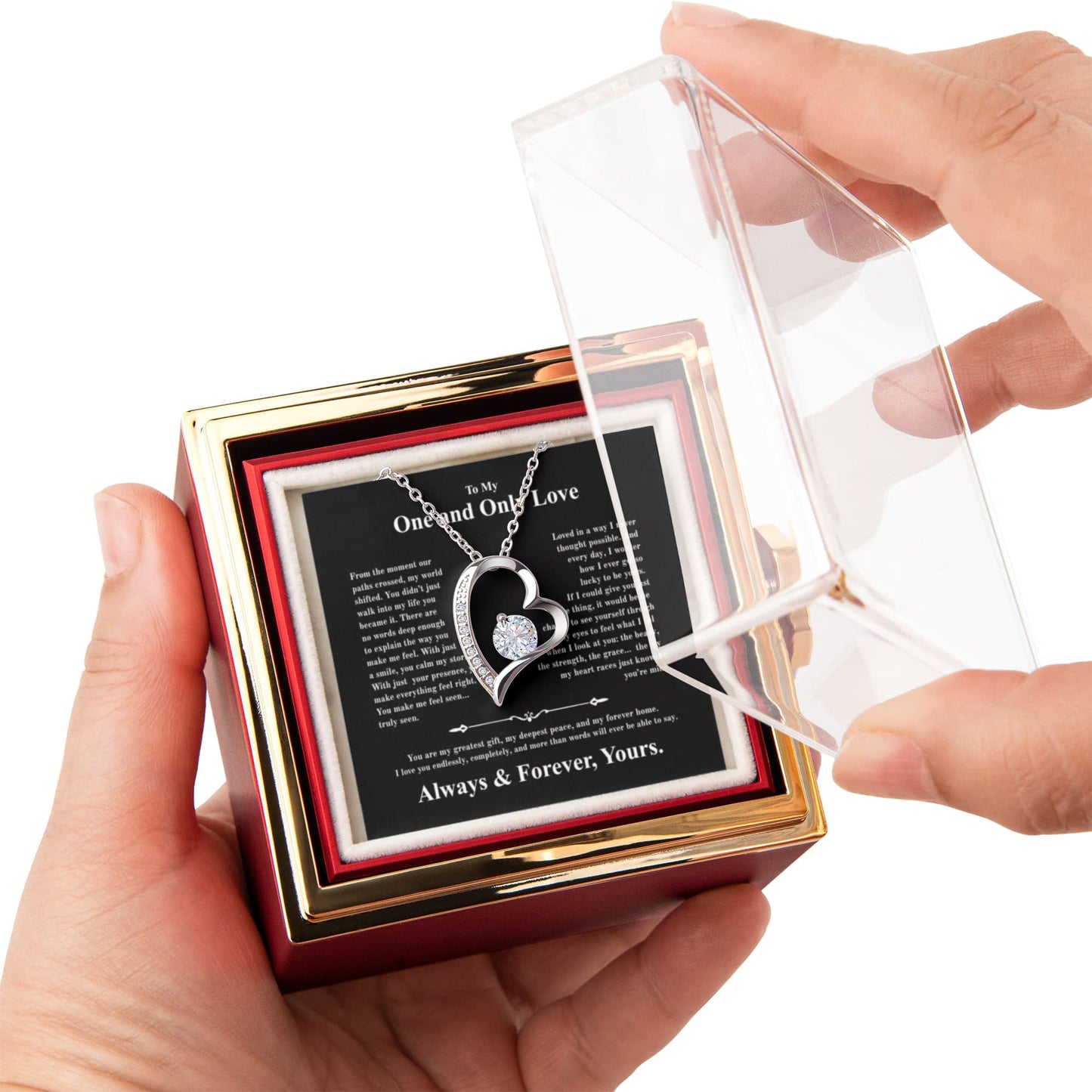 Forever Love Necklace with Rotating Rose Gift Box For my one and only Love