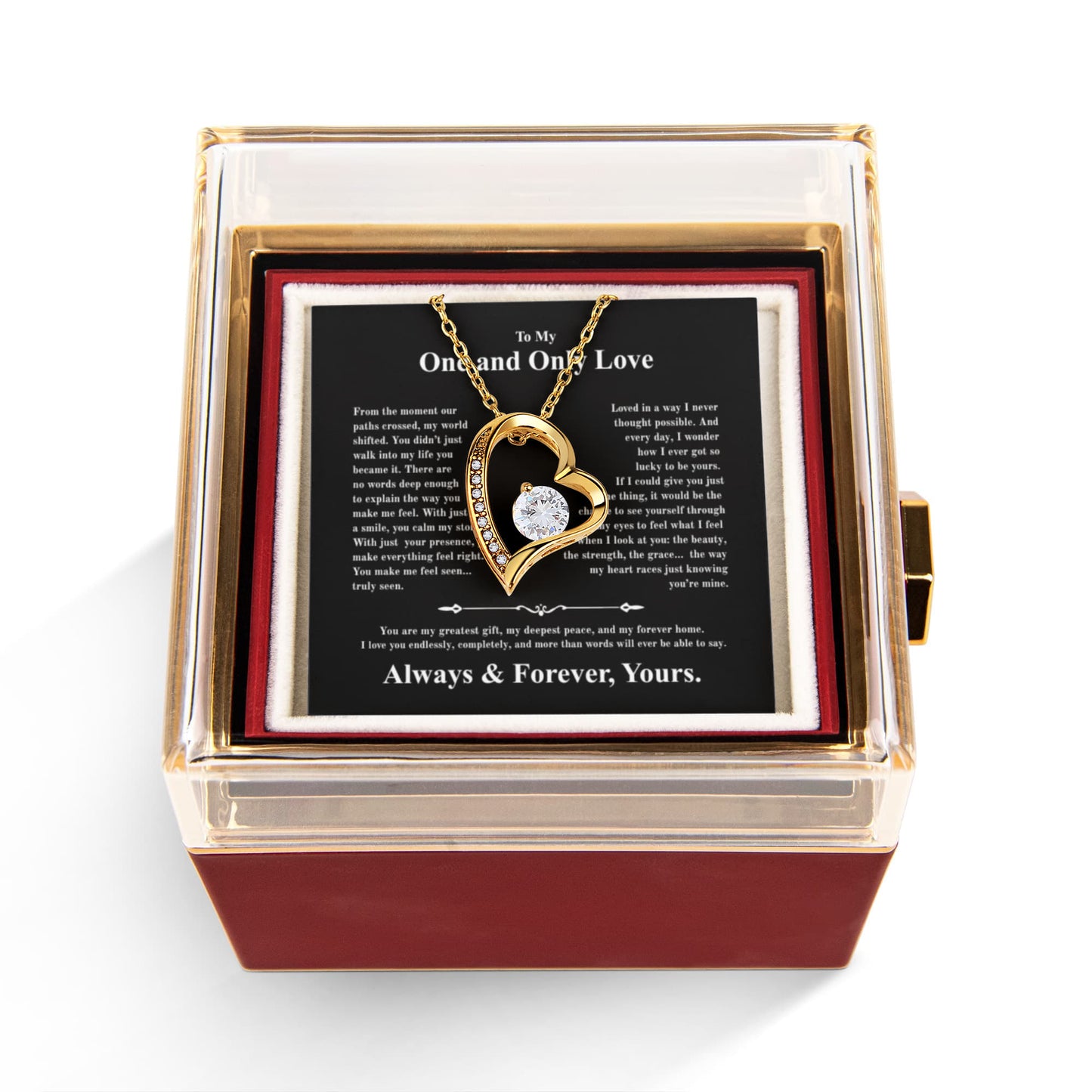 Forever Love Necklace with Rotating Rose Gift Box For my one and only Love
