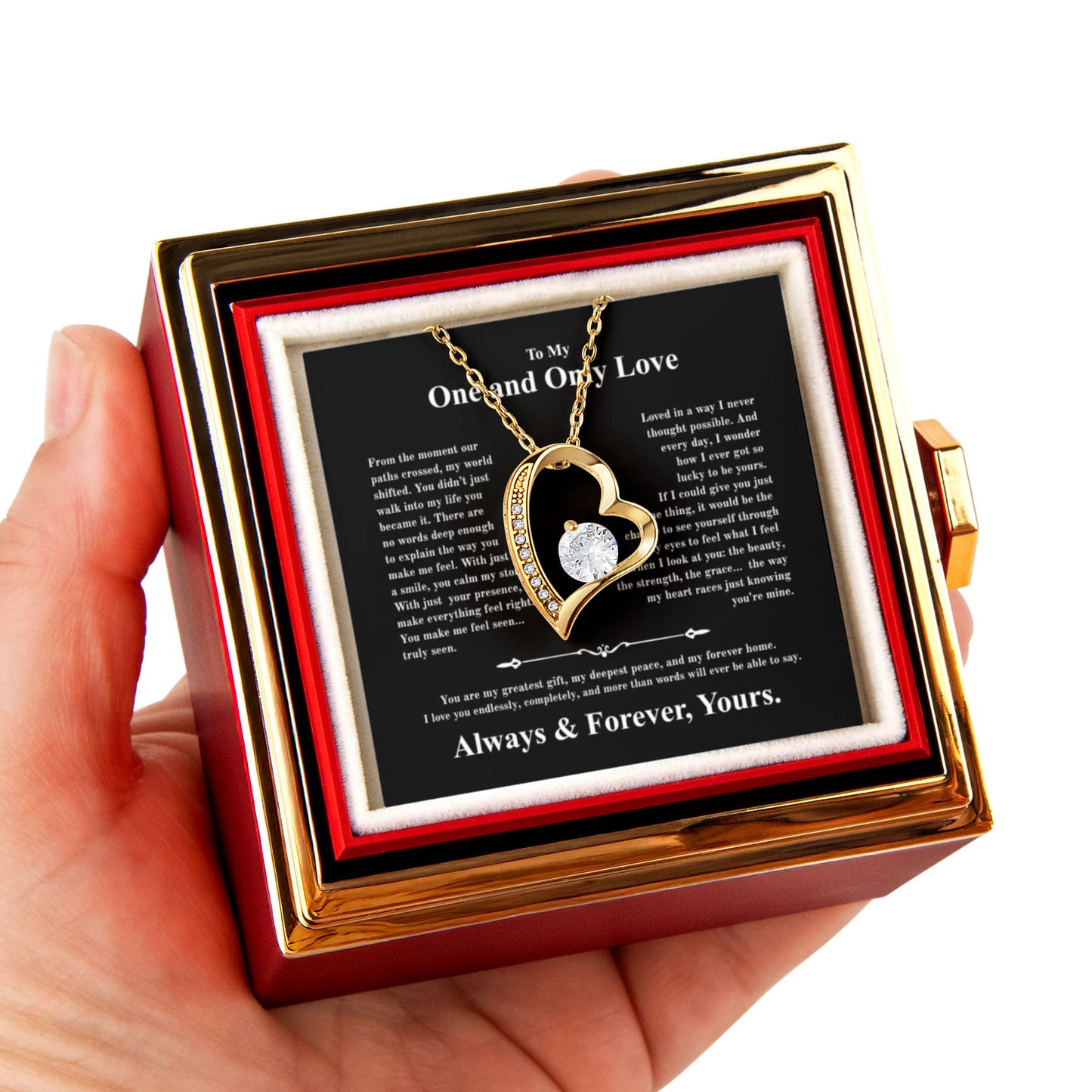 Forever Love Necklace with Rotating Rose Gift Box For my one and only Love