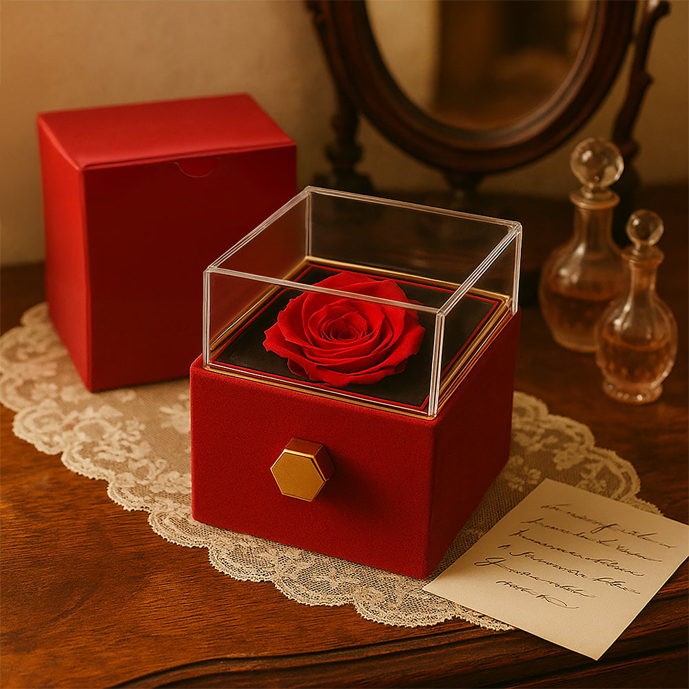 Love Knot Necklace for Wife with Rotating Unique Rose Gift Box
