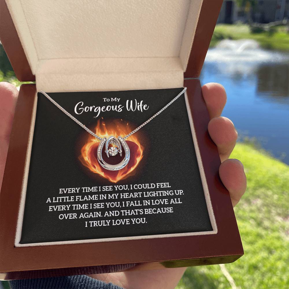 Lucky in Love Necklace for Wife – Meaningful Jewelry Gift for Anniversary or Birthday