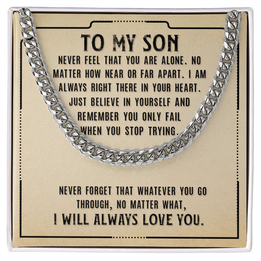Cuban Link Chain Necklace – Perfect Gift for Son | Stylish & Durable Jewelry with Inspiring Message Card