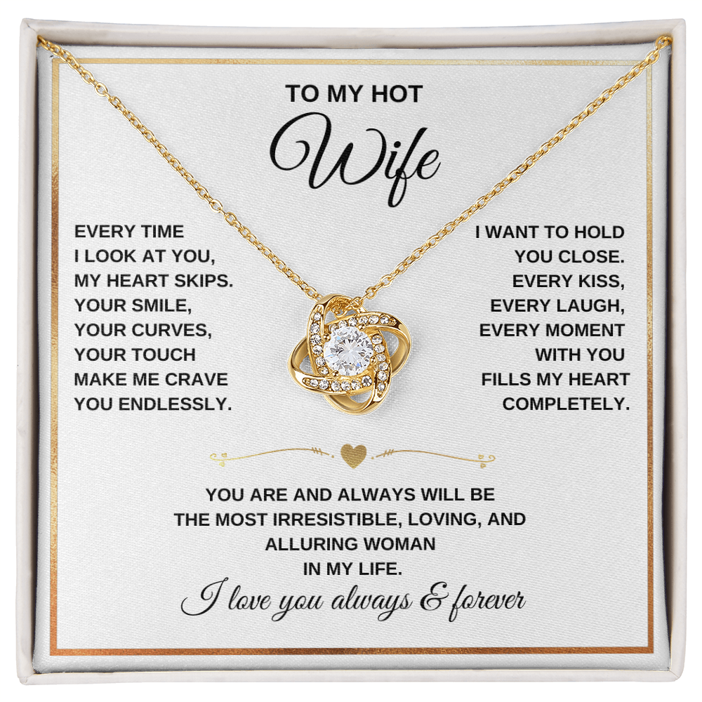 Love Knot Necklace – To My Beautiful Wife – Romantic Jewelry Gift with Heartfelt Message Card