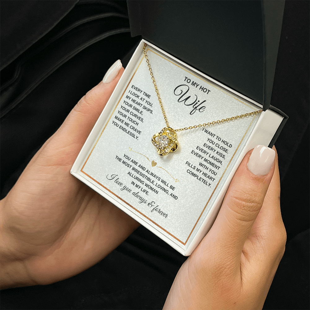 Love Knot Necklace – To My Beautiful Wife – Romantic Jewelry Gift with Heartfelt Message Card
