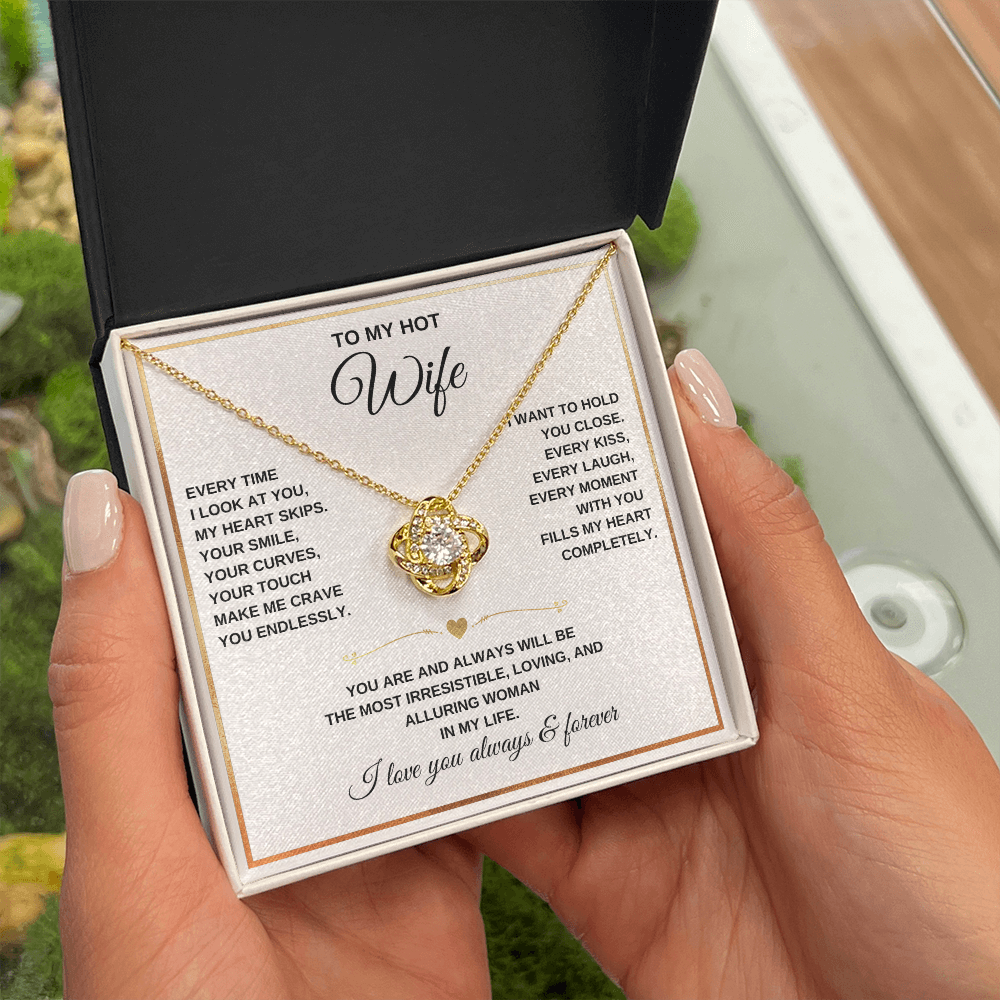 Love Knot Necklace – To My Beautiful Wife – Romantic Jewelry Gift with Heartfelt Message Card
