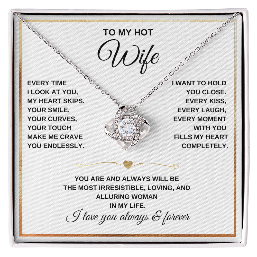 Love Knot Necklace – To My Beautiful Wife – Romantic Jewelry Gift with Heartfelt Message Card
