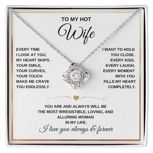 Love Knot Necklace – To My Beautiful Wife – Romantic Jewelry Gift with Heartfelt Message Card