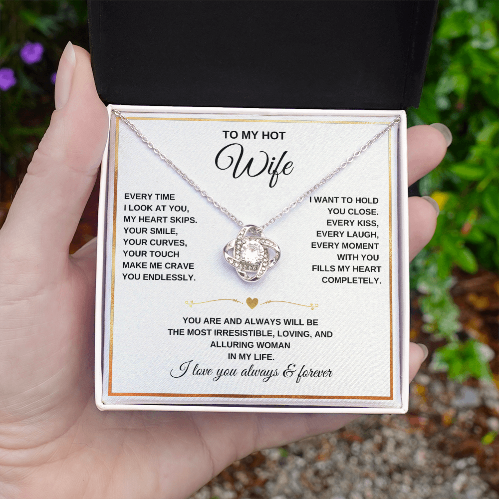 Love Knot Necklace – To My Beautiful Wife – Romantic Jewelry Gift with Heartfelt Message Card