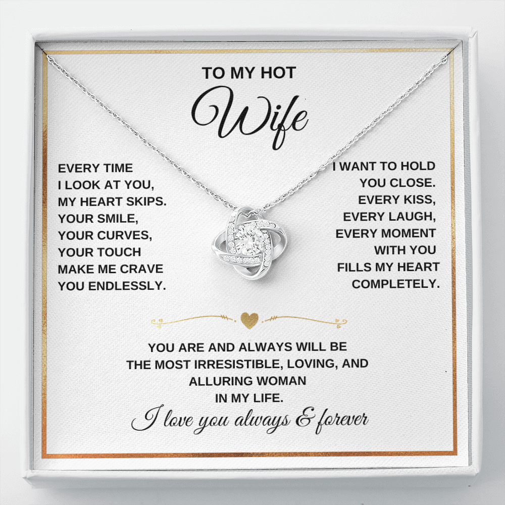 Love Knot Necklace – To My Beautiful Wife – Romantic Jewelry Gift with Heartfelt Message Card