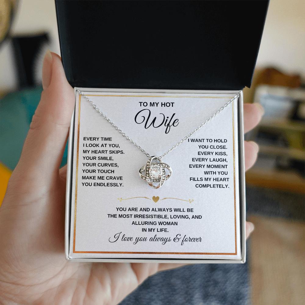 Love Knot Necklace – To My Beautiful Wife – Romantic Jewelry Gift with Heartfelt Message Card