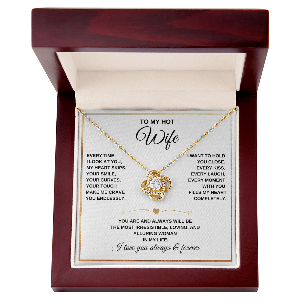 Love Knot Necklace – To My Beautiful Wife – Romantic Jewelry Gift with Heartfelt Message Card