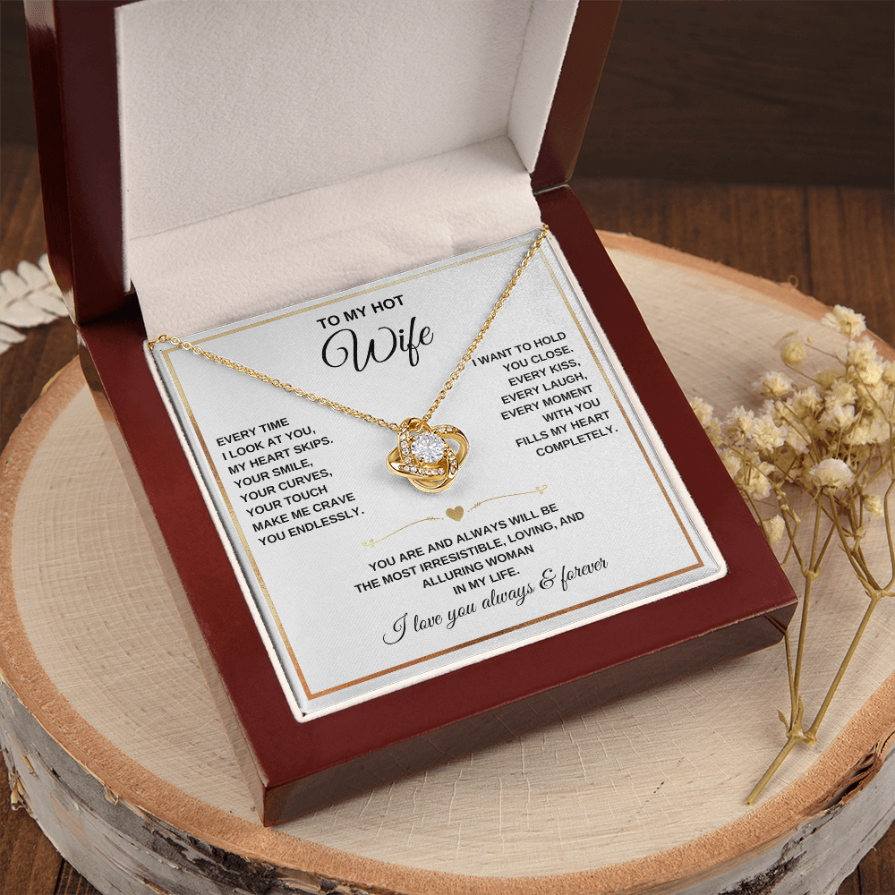 Love Knot Necklace – To My Beautiful Wife – Romantic Jewelry Gift with Heartfelt Message Card
