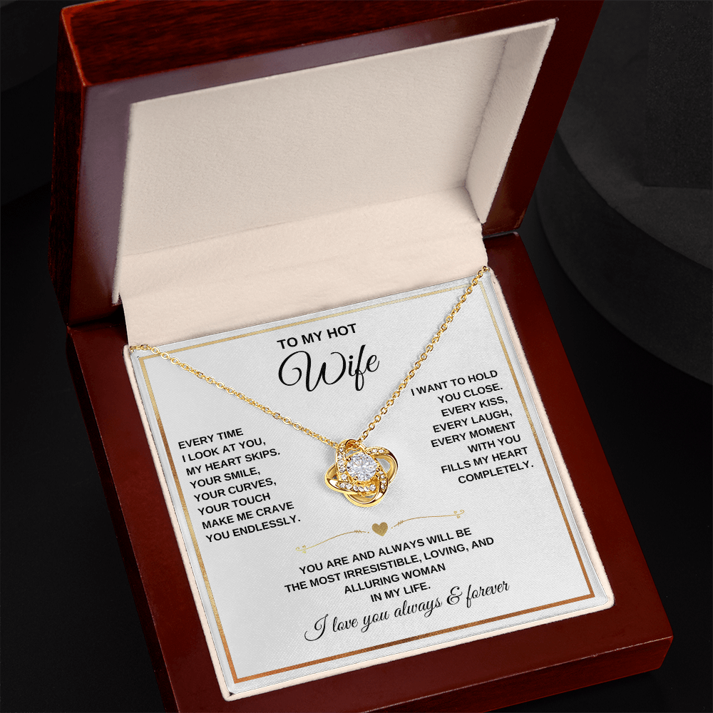 Love Knot Necklace – To My Beautiful Wife – Romantic Jewelry Gift with Heartfelt Message Card
