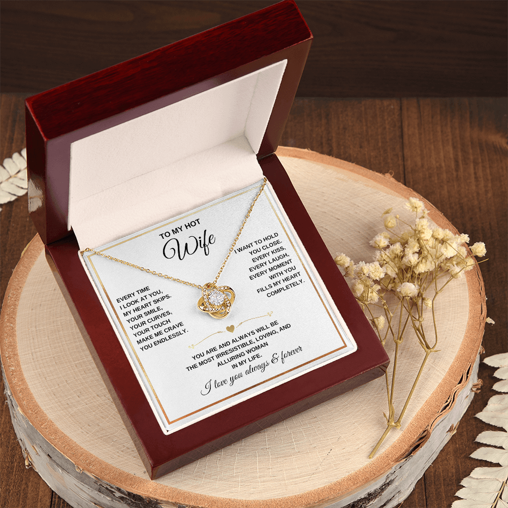 Love Knot Necklace – To My Beautiful Wife – Romantic Jewelry Gift with Heartfelt Message Card