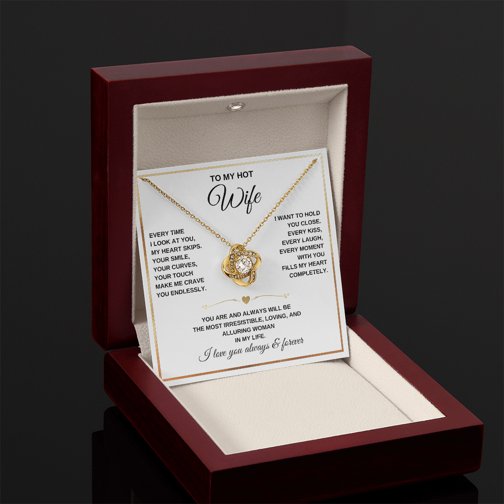 Love Knot Necklace – To My Beautiful Wife – Romantic Jewelry Gift with Heartfelt Message Card