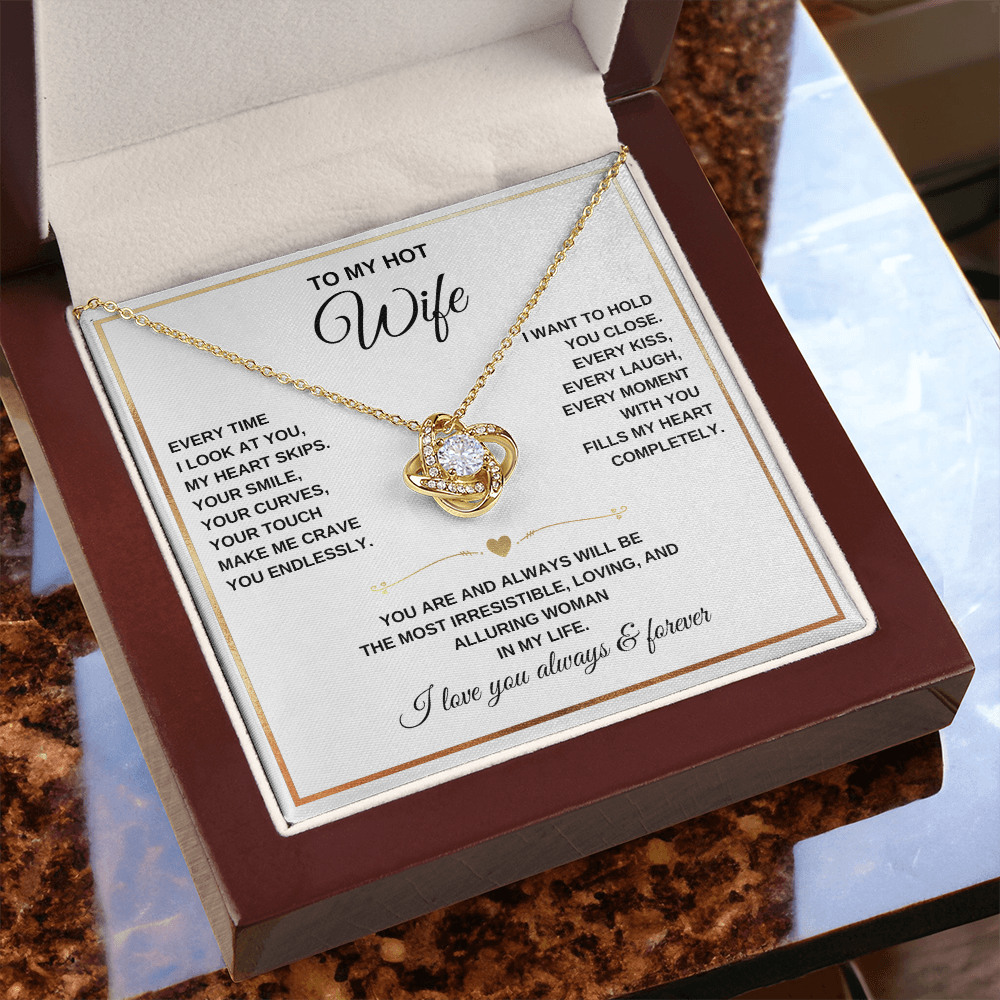 Love Knot Necklace – To My Beautiful Wife – Romantic Jewelry Gift with Heartfelt Message Card