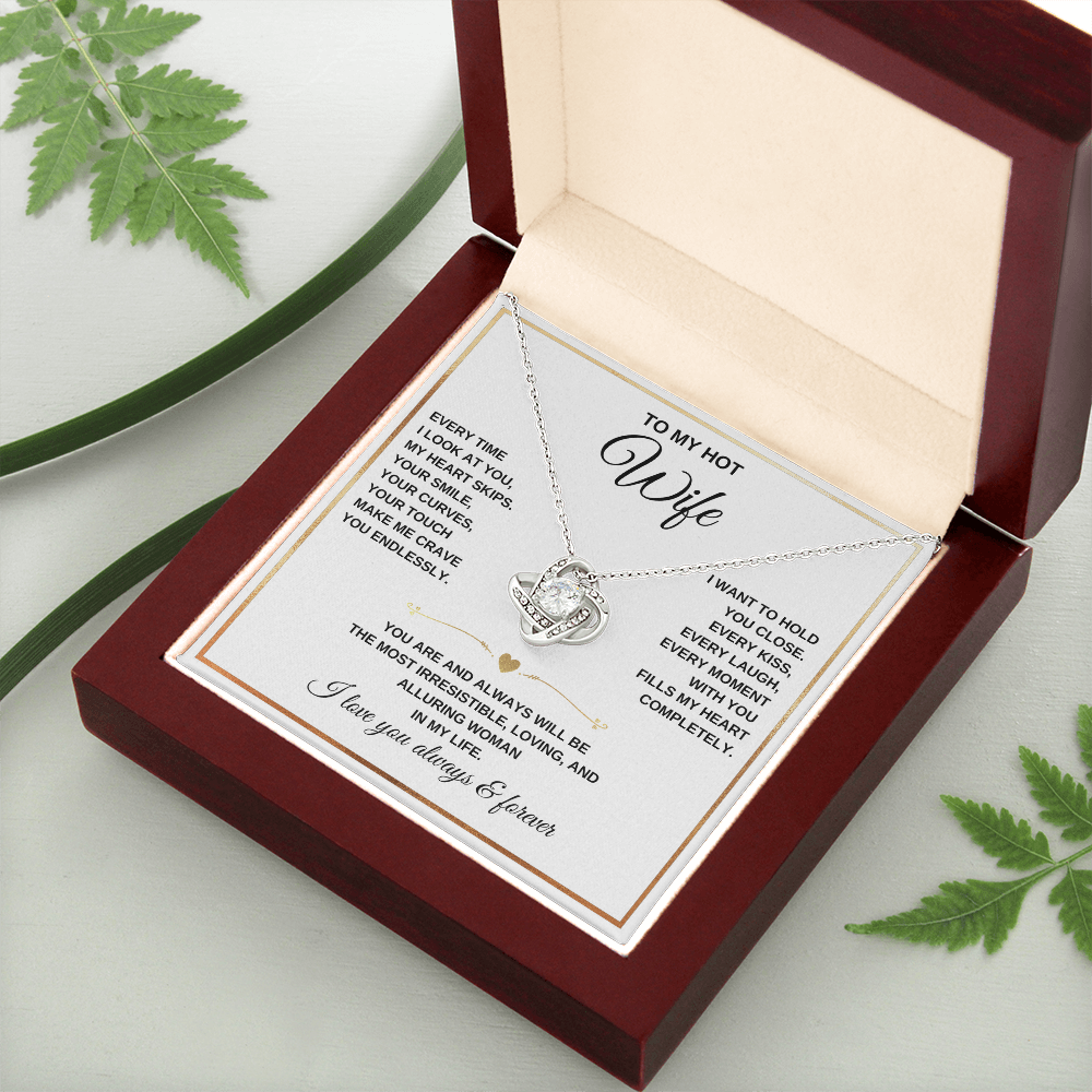 Love Knot Necklace – To My Beautiful Wife – Romantic Jewelry Gift with Heartfelt Message Card