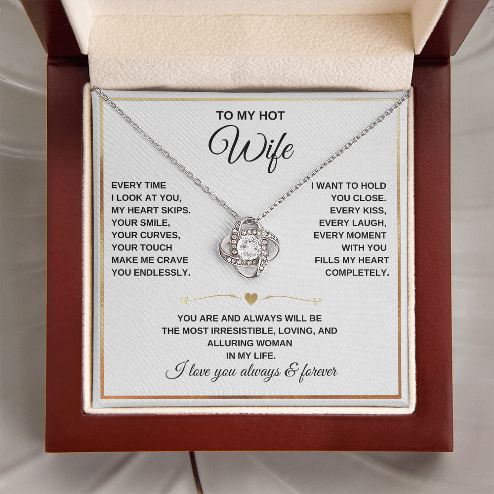 Love Knot Necklace – To My Beautiful Wife – Romantic Jewelry Gift with Heartfelt Message Card