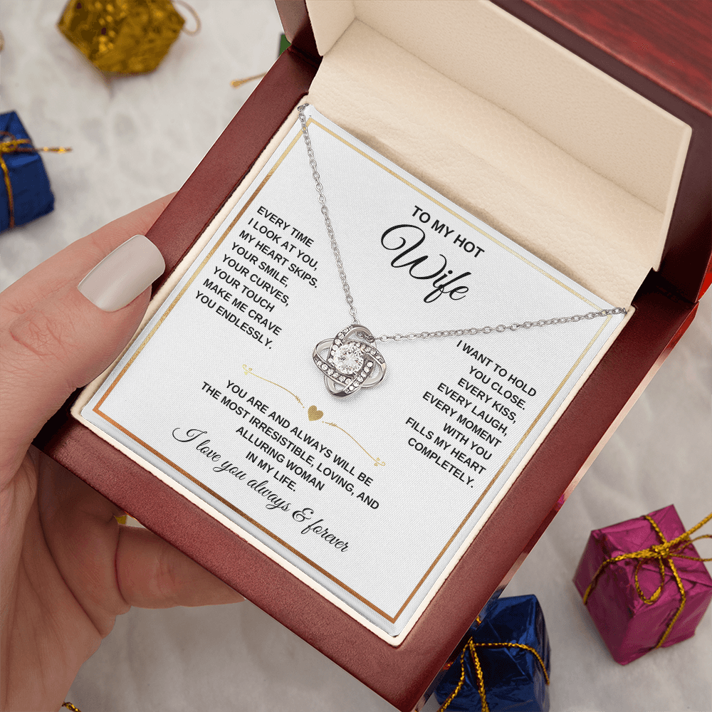 Love Knot Necklace – To My Beautiful Wife – Romantic Jewelry Gift with Heartfelt Message Card