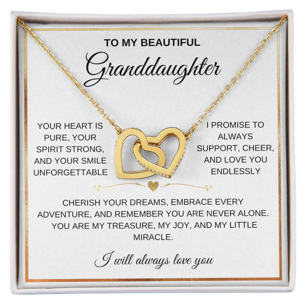 To My Beautiful Granddaughter - Forever Linked Hearts - Meaningful Gift from Grandma or Grandpa