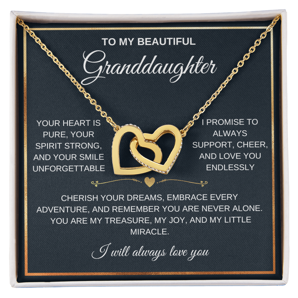 To My Beautiful Granddaughter - Forever Linked Hearts - Meaningful Gift from Grandma or Grandpa