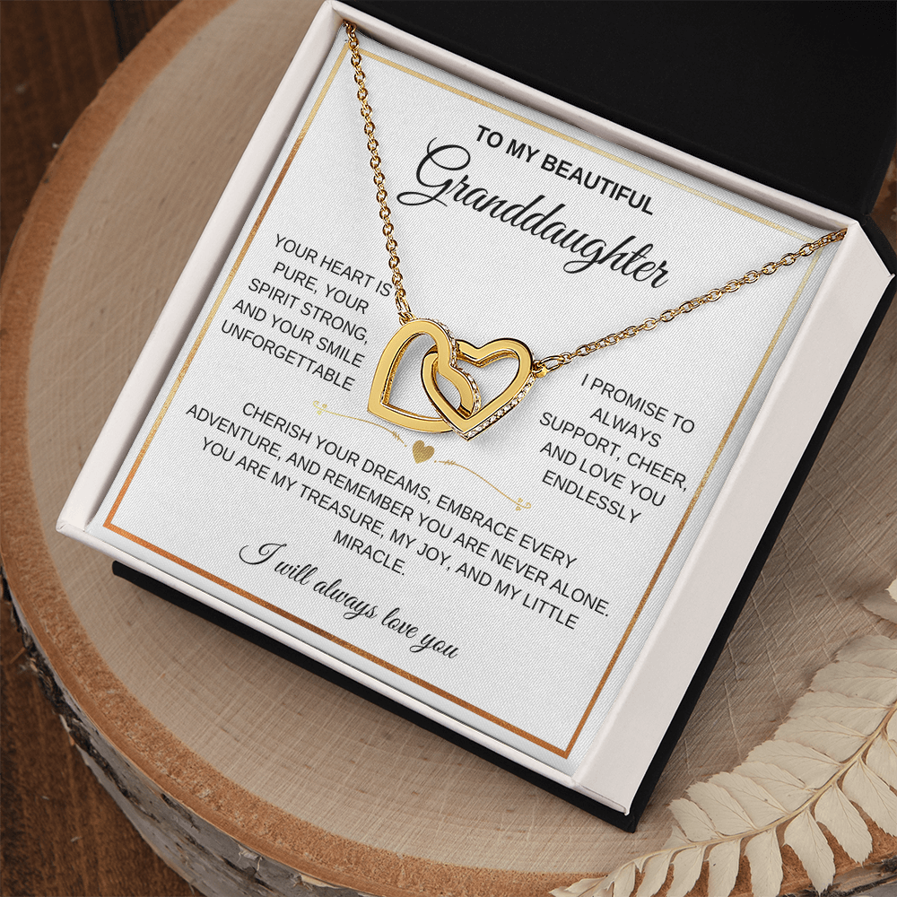 To My Beautiful Granddaughter - Forever Linked Hearts - Meaningful Gift from Grandma or Grandpa