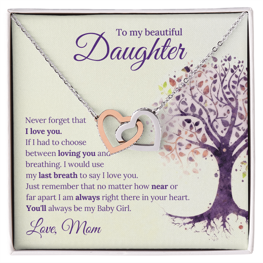 Interlocking Hearts Necklace for Daughter – Gift from Mom & Dad | Symbol of Eternal Love and Bond