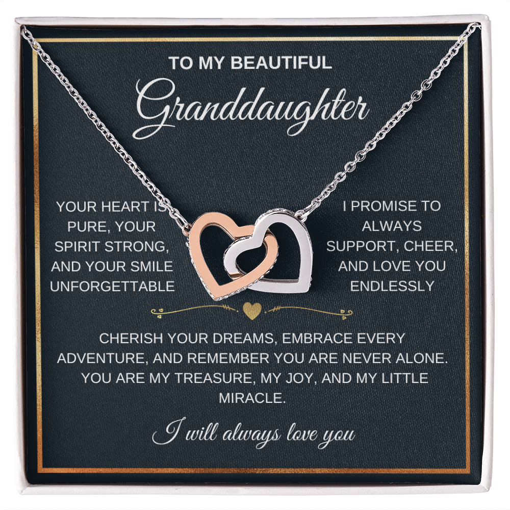 To My Beautiful Granddaughter - Forever Linked Hearts - Meaningful Gift from Grandma or Grandpa
