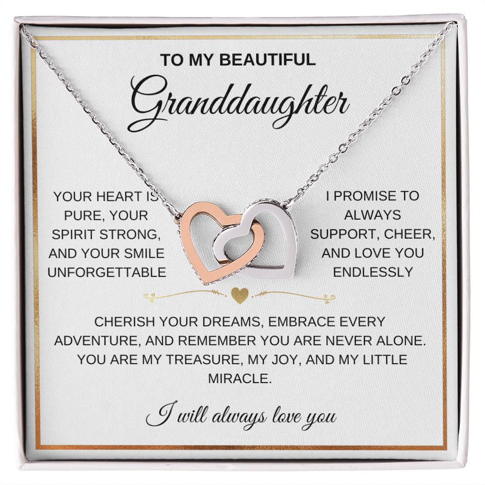 To My Beautiful Granddaughter - Forever Linked Hearts - Meaningful Gift from Grandma or Grandpa