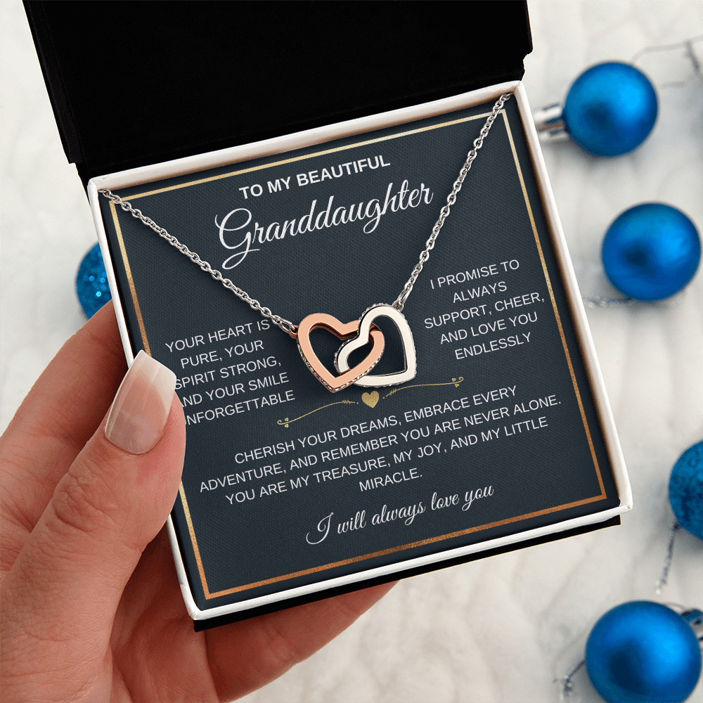 To My Beautiful Granddaughter - Forever Linked Hearts - Meaningful Gift from Grandma or Grandpa