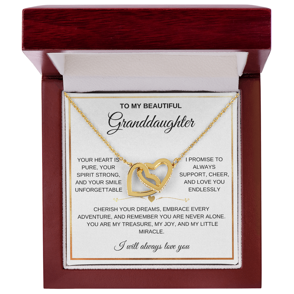 To My Beautiful Granddaughter - Forever Linked Hearts - Meaningful Gift from Grandma or Grandpa