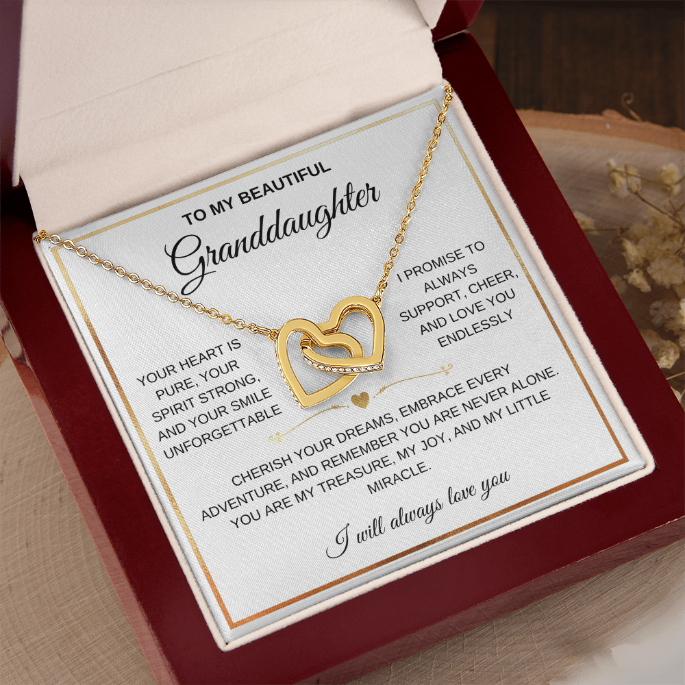 To My Beautiful Granddaughter - Forever Linked Hearts - Meaningful Gift from Grandma or Grandpa