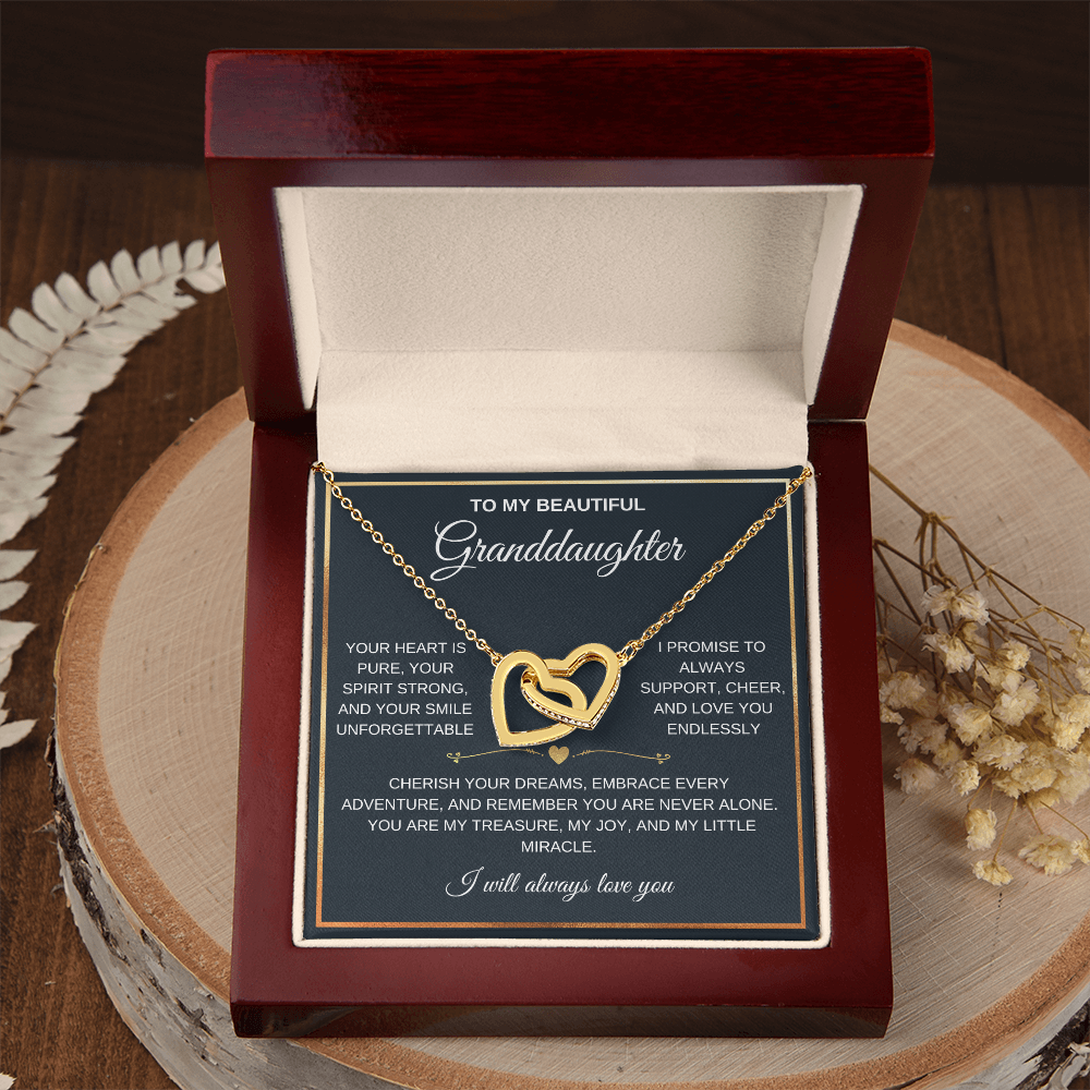 To My Beautiful Granddaughter - Forever Linked Hearts - Meaningful Gift from Grandma or Grandpa