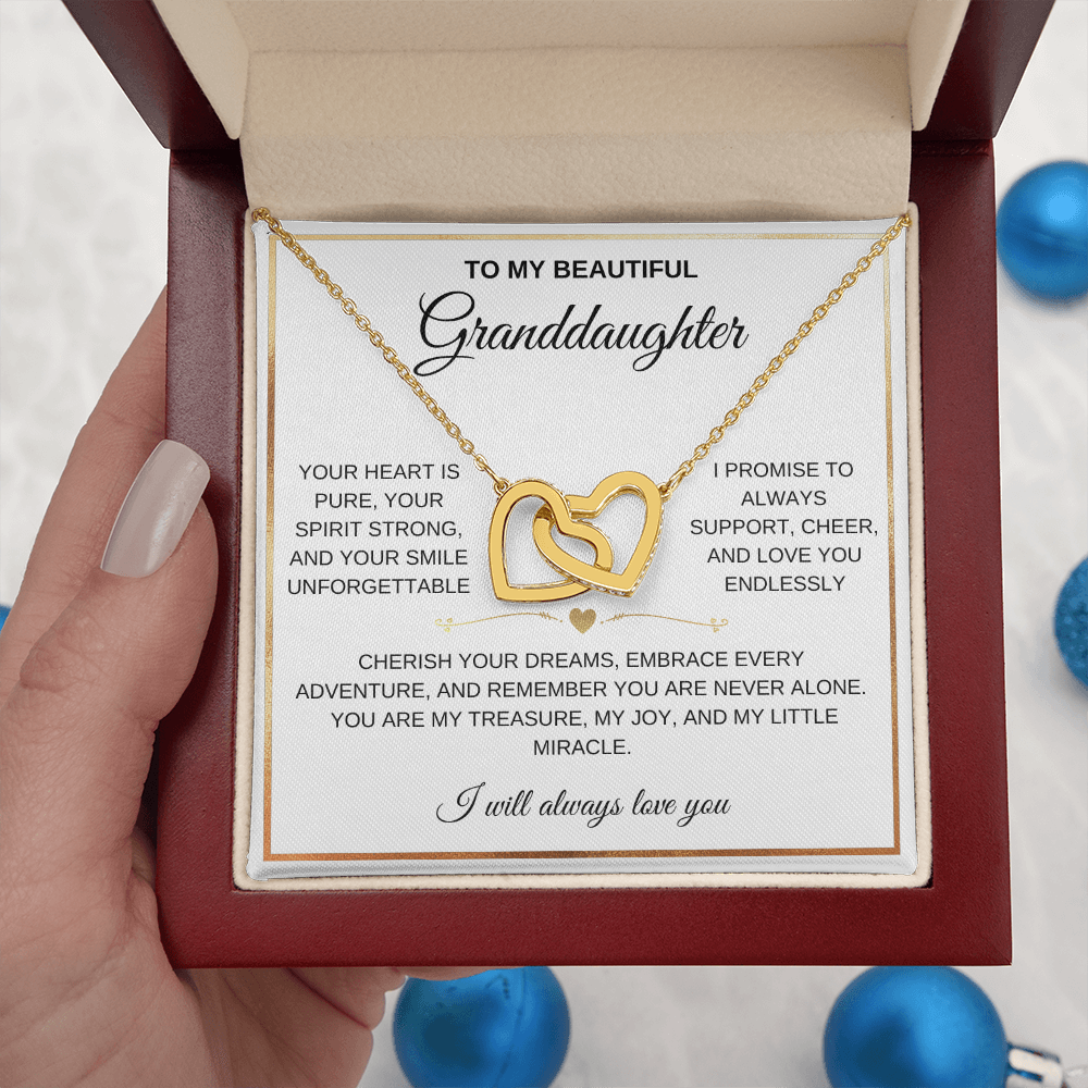 To My Beautiful Granddaughter - Forever Linked Hearts - Meaningful Gift from Grandma or Grandpa