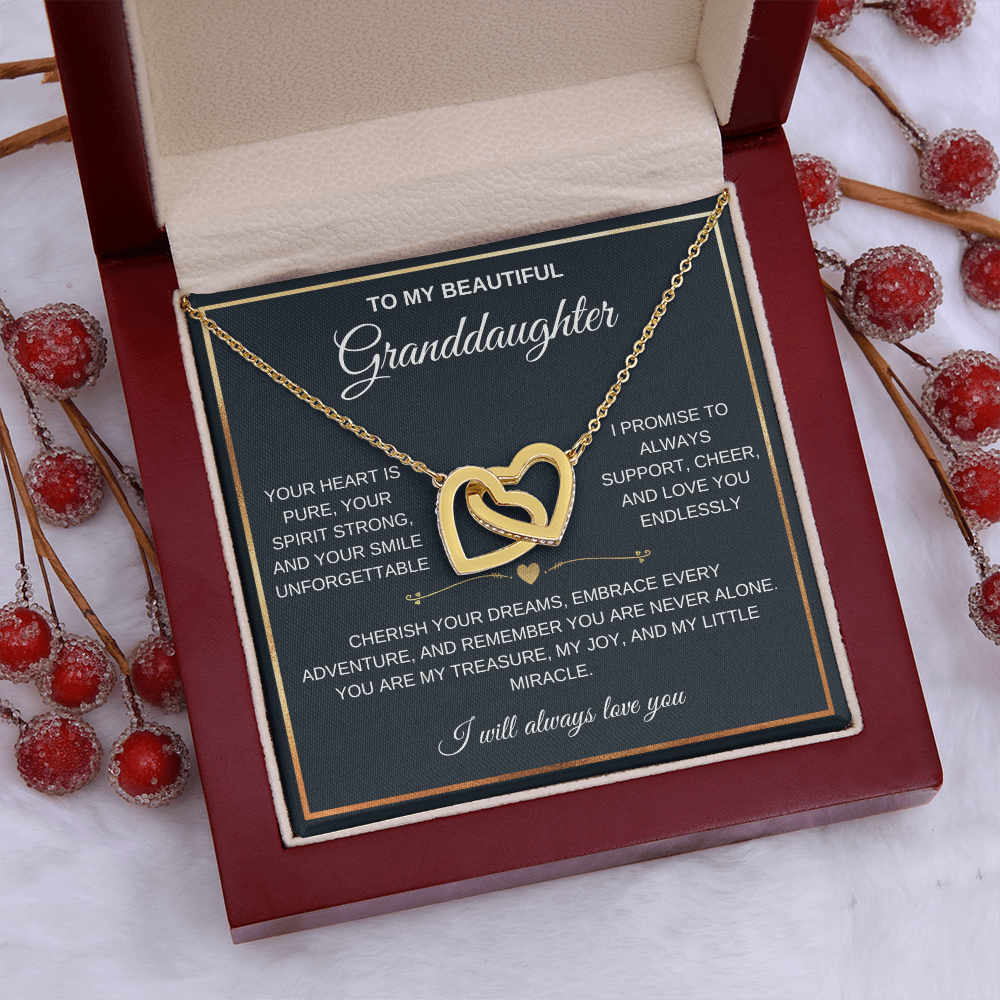 To My Beautiful Granddaughter - Forever Linked Hearts - Meaningful Gift from Grandma or Grandpa